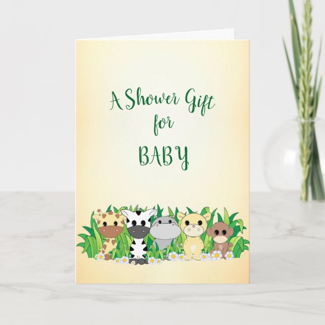 Tarjeta Baby Shower Adorable Safari Animals (Anverso)