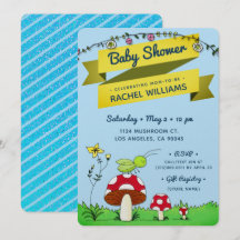 Tarjeta Baby Shower azul para el Purpurina Cricket