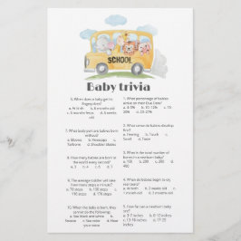 Tarjeta Baby Shower Baby trivia Scrip Cute Woodlan