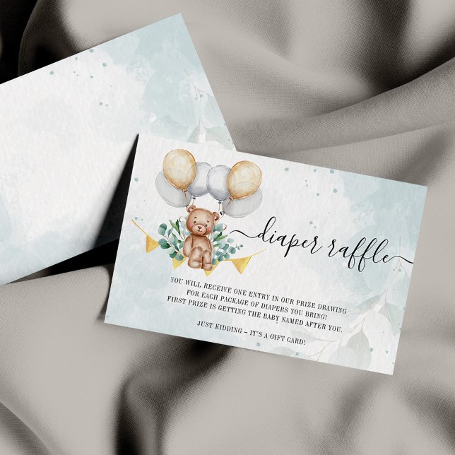 Tarjeta Baby Shower Bearly Wait Diaper Raffle (Subido por el creador)
