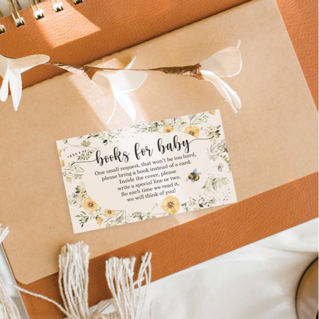Tarjeta Baby Shower Bee Wildflower Diaper Raffle (Subido por el creador)
