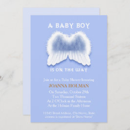 Tarjeta Baby Shower Blue Angel Wings