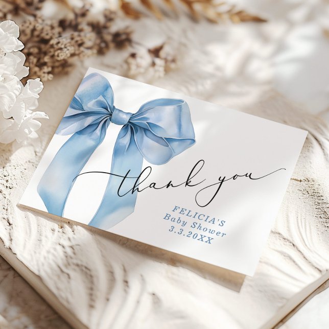 Tarjeta Baby Shower Blue Bow (Subido por el creador)