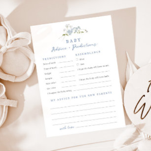 Tarjeta Baby Shower Blue Floral Advice Predictions