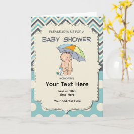 Tarjeta Baby Shower Blue Yellow Invitation