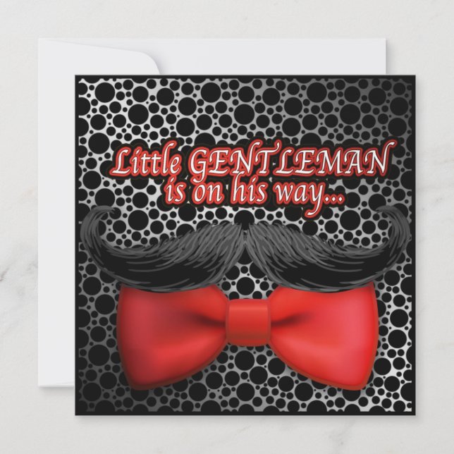 Tarjeta Baby Shower BOY Little Gentleman Whiskers (Anverso)