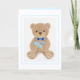 Tarjeta Baby Shower Boy Teddy Bear Folded Greeting Card