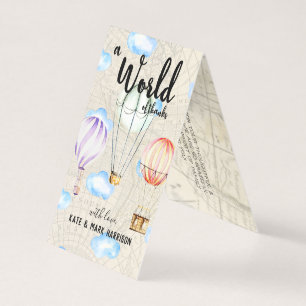 Tarjeta Baby Shower con temas de viaje   Nota de agradecim
