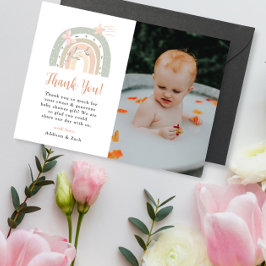 Tarjeta Baby Shower de agradecimiento a Sage Peach