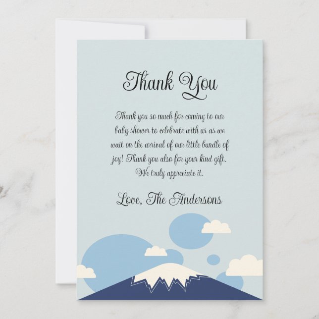 Tarjeta Baby Shower de agradecimiento de Blue Moun (Anverso)