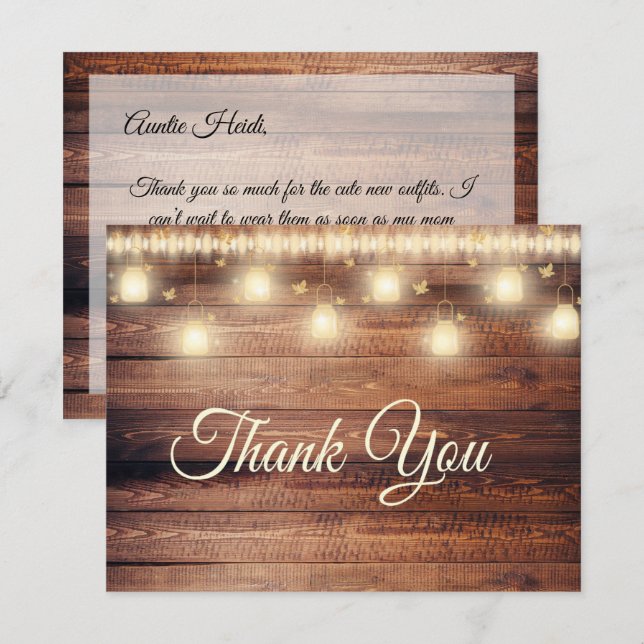 Tarjeta Baby Shower de agradecimiento de Neutral W (Anverso / Reverso)