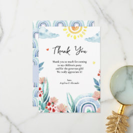 Tarjeta Baby Shower de agradecimiento plana con di