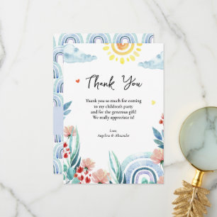 Tarjeta Baby Shower de agradecimiento plana con di