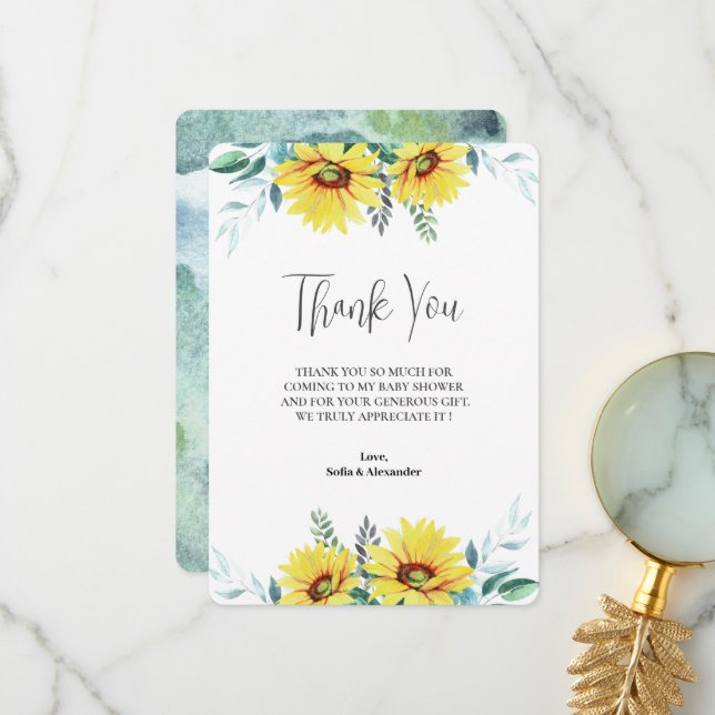 Tarjeta Baby Shower de agradecimiento sin formato (Anverso/Reverso In Situ)