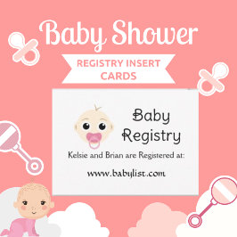 Tarjeta Baby Shower de Chica rosa de Registro de B