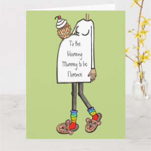 Tarjeta Baby Shower de color de piel media preñada