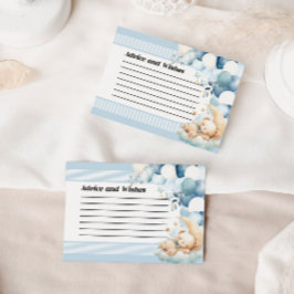 Tarjeta Baby Shower de consejos y deseos azul