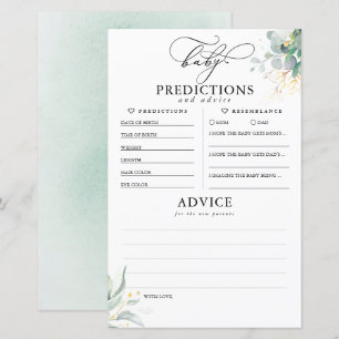 Tarjeta Baby Shower de consejos y predicciones par