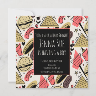 Tarjeta Baby Shower de Doodles de barbacoa de verano