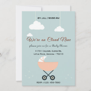 Tarjeta Baby Shower de ensueño con Cloud y Strolle