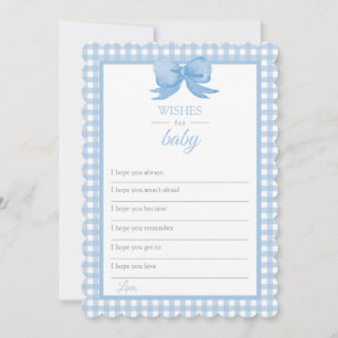 Tarjeta Baby Shower de Gingham azul para bebé