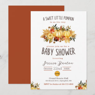 Tarjeta Baby Shower de girasol de calabaza dulce