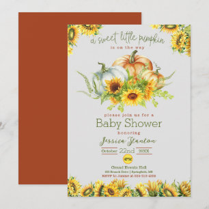 Tarjeta Baby Shower de girasol de calabaza dulce