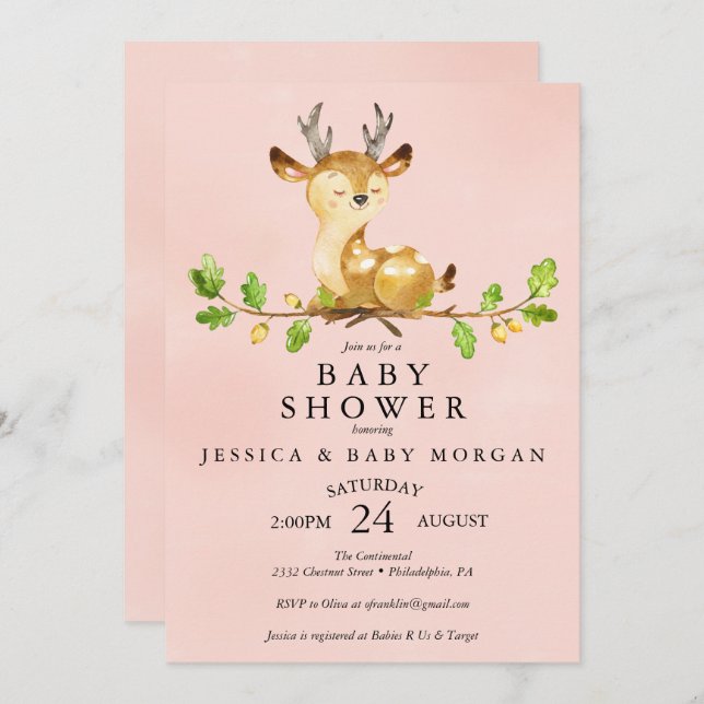 Tarjeta Baby Shower de invitación a Baby Shower pa (Anverso / Reverso)