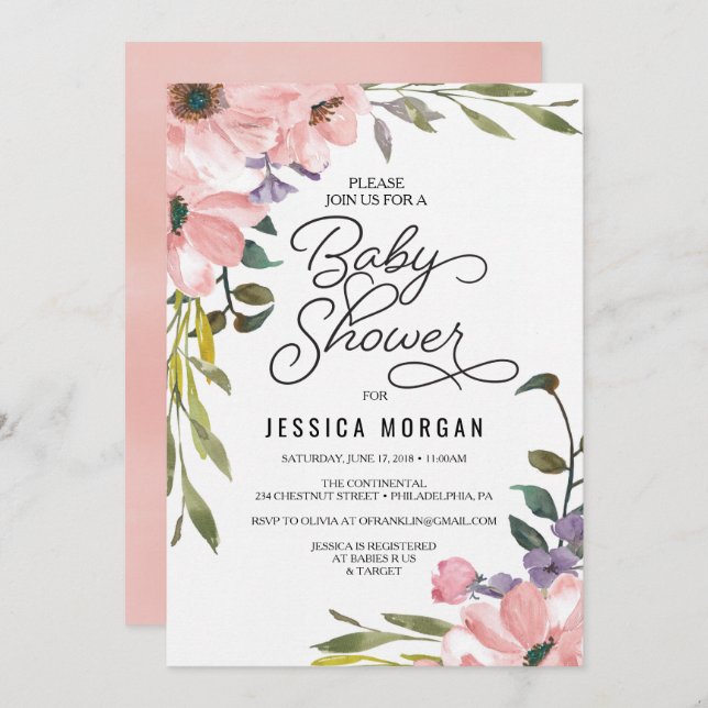 Tarjeta Baby Shower de invitación a Baby Shower Te (Anverso / Reverso)