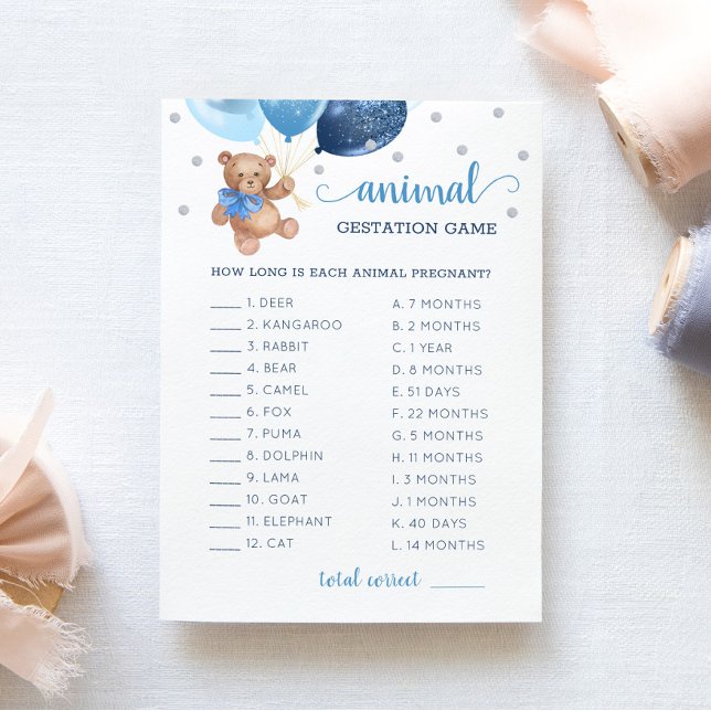 Tarjeta Baby Shower de juego de gestación animal T (Subido por el creador)