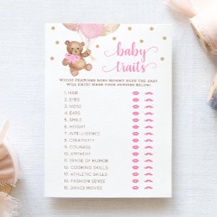 Tarjeta Baby Shower de juego Teddy Bear Baby Trats