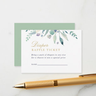 Tarjeta Baby Shower de lujo Floral Diaper Raffle