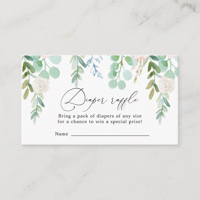 Tarjeta Baby Shower de Rubor Garden Diaper Raffle (Anverso)