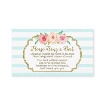 Tarjeta Baby Shower de solicitud de libro Azul flo