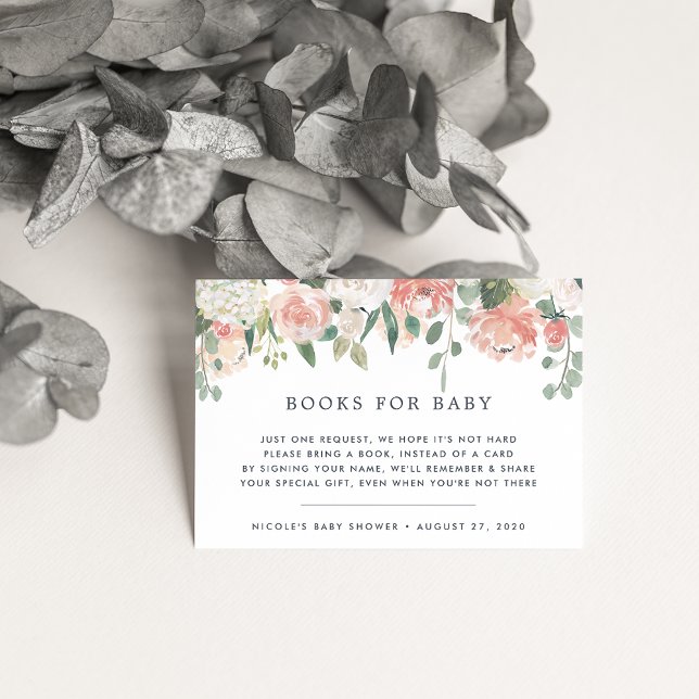Tarjeta Baby Shower de solicitud de libro floral d (Subido por el creador)