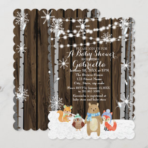 Tarjeta Baby Shower de Winter Woodland Animals For