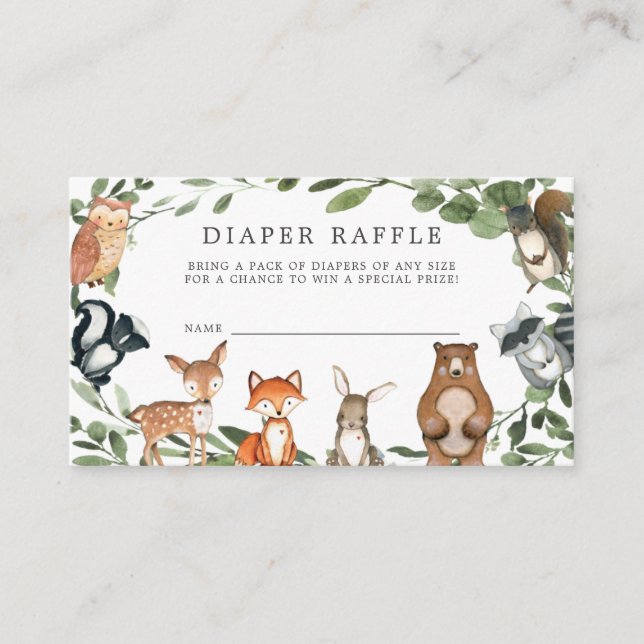 Tarjeta Baby Shower de Woodland Animals Diaper Raf (Anverso)