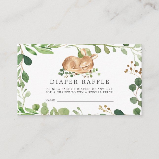 Tarjeta Baby Shower Deer Diaper Raffle (Anverso)