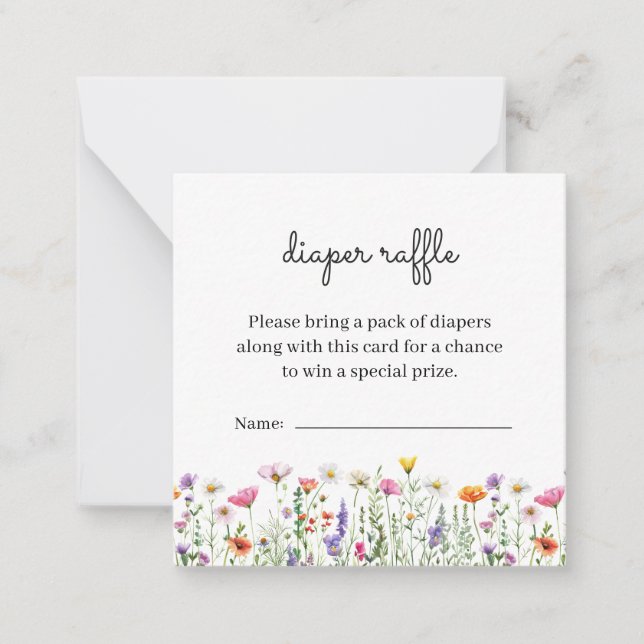 Tarjeta Baby Shower Diaper Raffle con flores silve (Anverso)