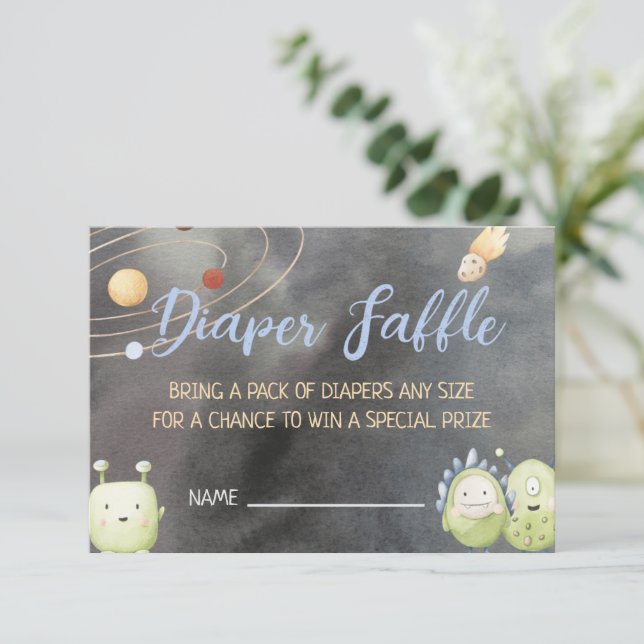 Tarjeta Baby Shower Diaper Raffle de astronauta es (Anverso de pie)