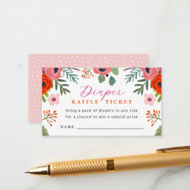 Tarjeta Baby Shower Diaper Raffle de color floral 