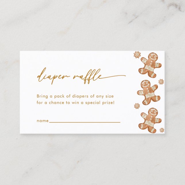 Tarjeta Baby Shower Diaper Raffle de Gingerbread (Anverso)