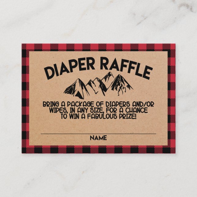 Tarjeta Baby Shower Diaper Raffle de Lumberjack (Anverso)