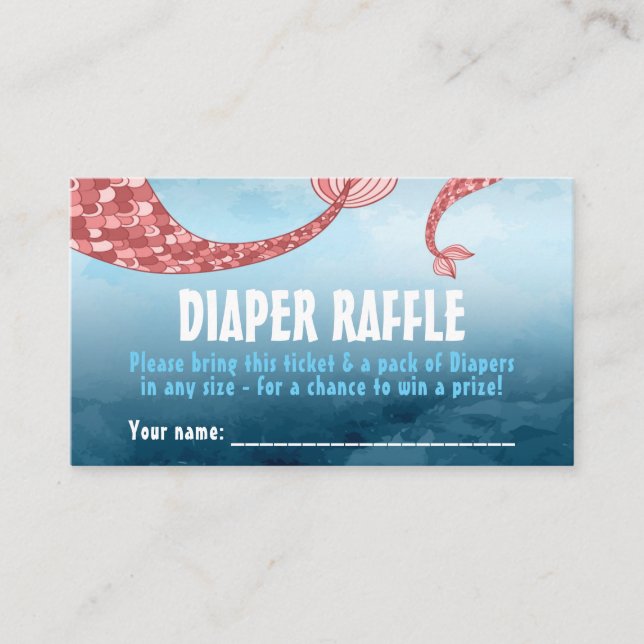 Tarjeta Baby Shower Diaper Raffle de Sirena (Anverso)