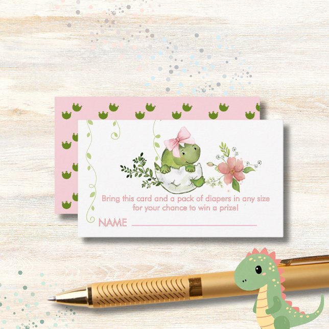 Tarjeta Baby Shower Diaper Raffle para Chicas (Roar-some Baby Shower Diaper Raffle Card for Girls)