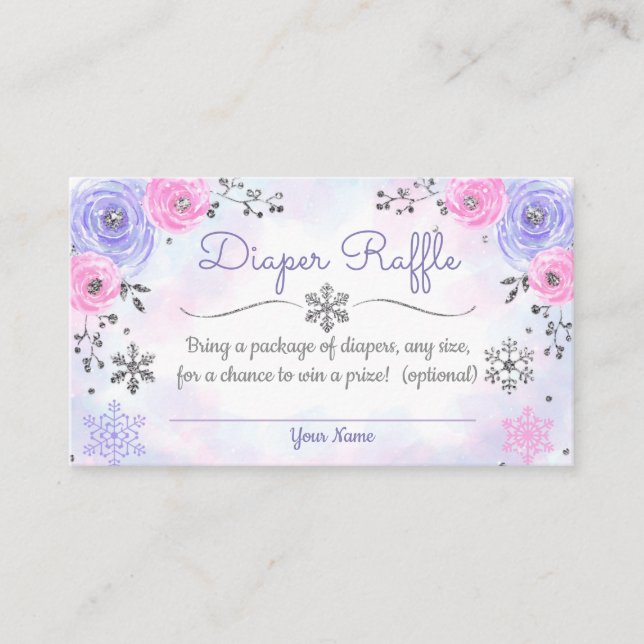 Tarjeta Baby Shower Diaper Raffle para copas de ni (Anverso)
