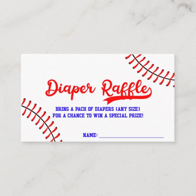 Tarjeta Baby Shower Diaper Raffle para Deportes de (Anverso)