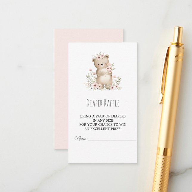 Tarjeta Baby Shower Diaper Raffle para elefante Ch (Anverso/Reverso In Situ)