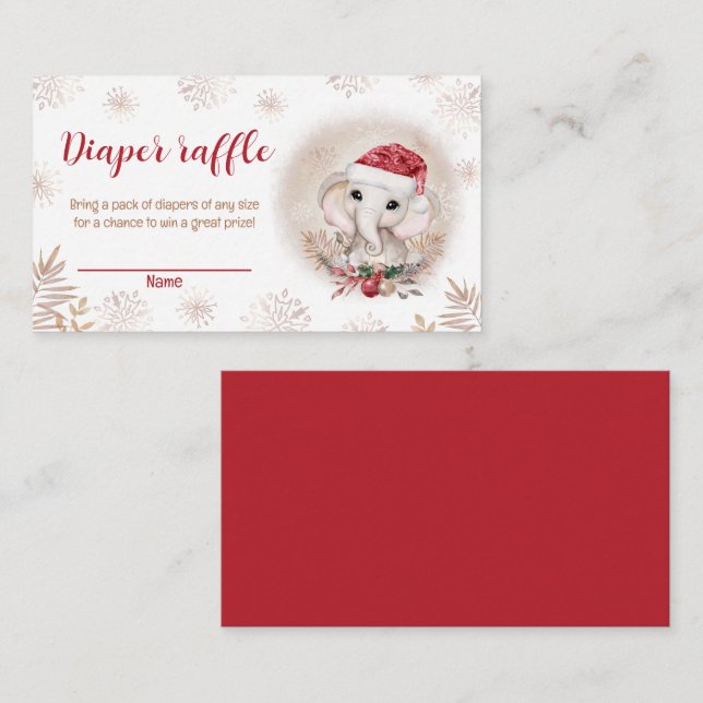 Tarjeta Baby Shower Diaper Raffle para elefante de (Anverso / Reverso)