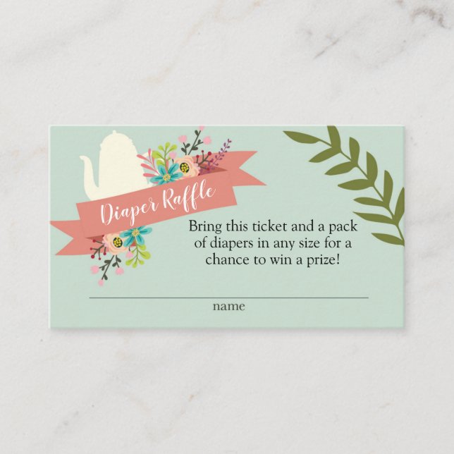 Tarjeta Baby Shower Diaper Raffle para Fiesta de t (Anverso)